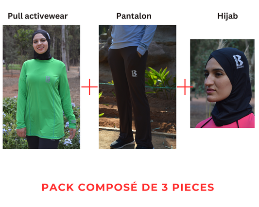 Pack- Pull performance Vert- Pantalon -Hijab